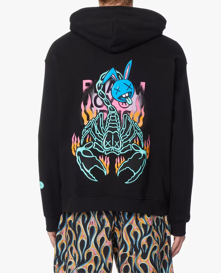 Chic Black Hooded Men's Sweatshirt with Graphic Print