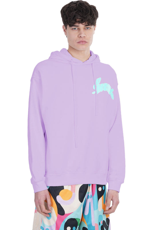 Italian Purple Cotton Hooded Sweatshirt