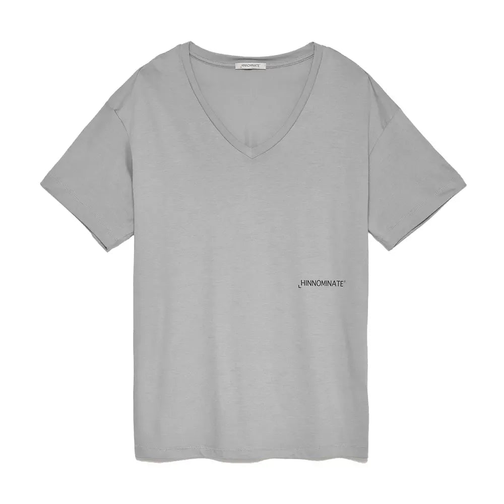 Chic V-Neck Logo Tee in Heather Gray