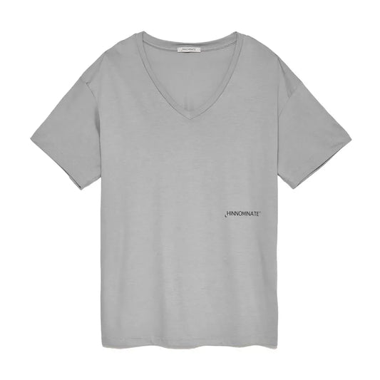 Chic V-Neck Logo Tee in Heather Gray