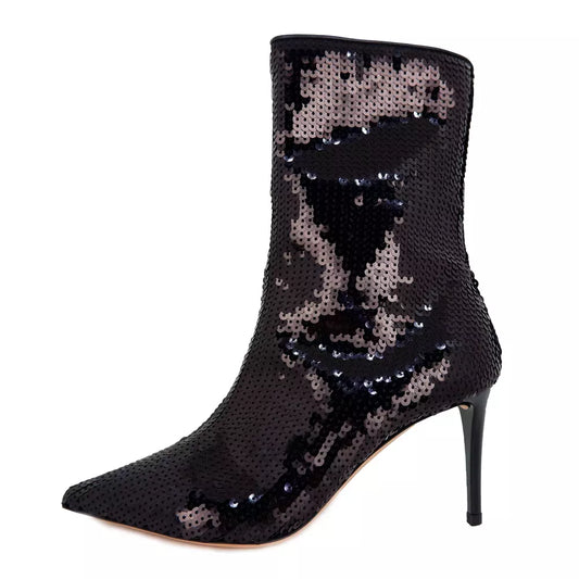 Sequined Elegance Ankle Boots