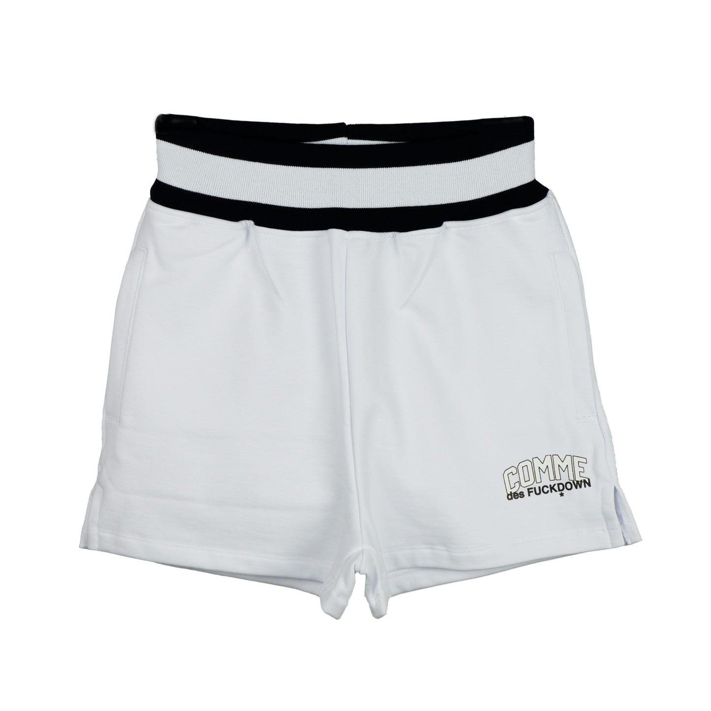 Chic White Stretch Shorts with Logo Print