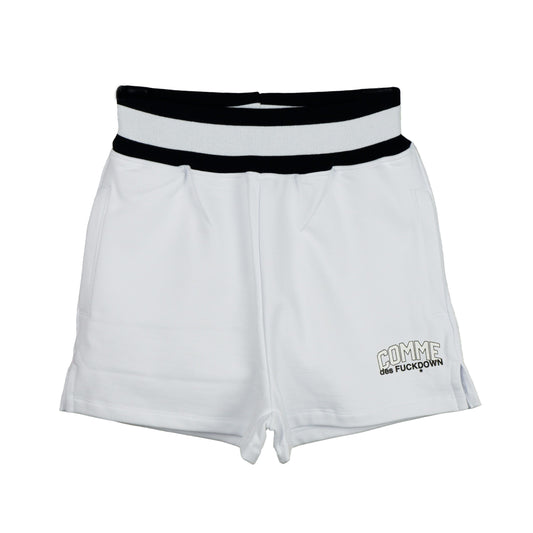 Chic White Stretch Shorts with Logo Print