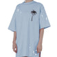 Elegant Cotton T-Shirt Dress in Light Blue