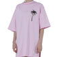 Chic Pink Cotton T-Shirt Dress with Unique Print