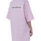 Chic Pink Cotton T-Shirt Dress with Unique Print