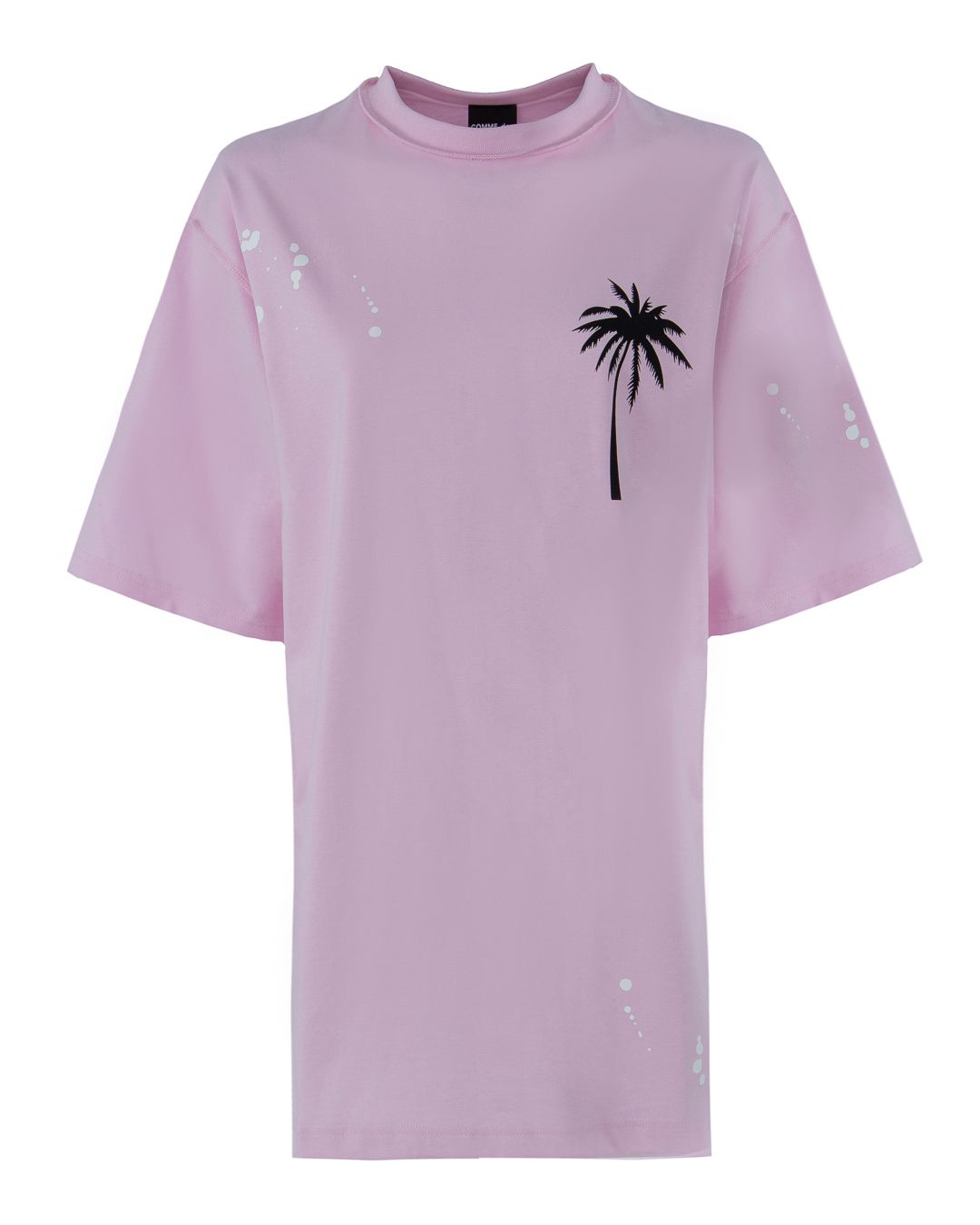 Chic Pink Cotton T-Shirt Dress with Unique Print