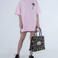 Chic Pink Cotton T-Shirt Dress with Unique Print