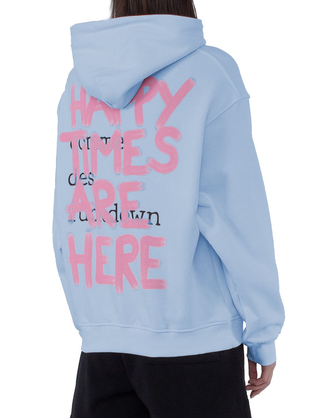 Chic Light Blue Cotton Hoodie with Logo Print