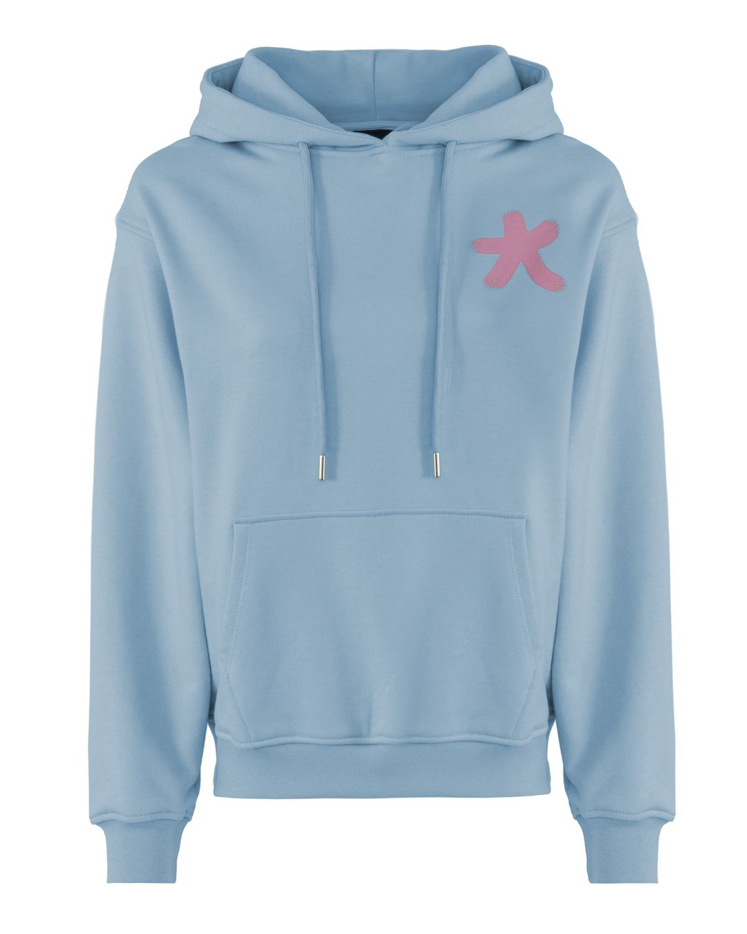 Chic Light Blue Cotton Hoodie with Logo Print