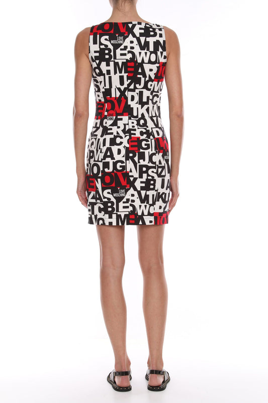 Chic Monochrome Dress with Red Accent