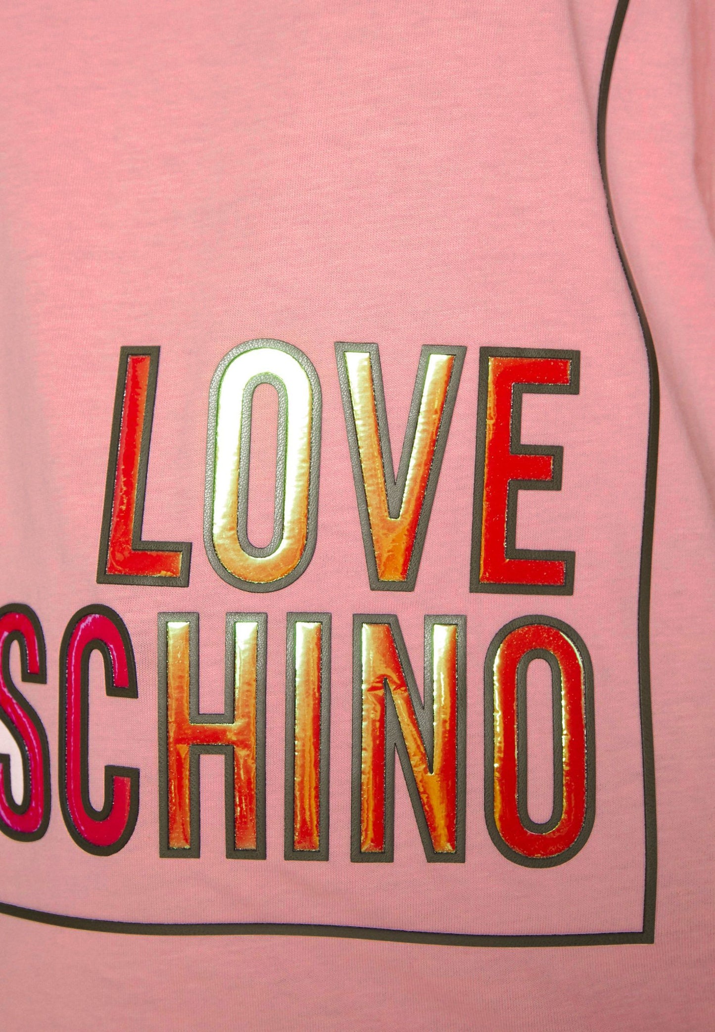 Fluorescent Logo Print Cotton Tee in Pink