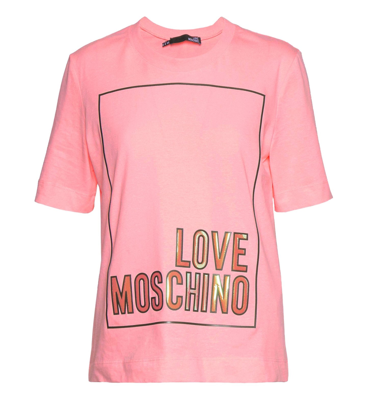 Fluorescent Logo Print Cotton Tee in Pink