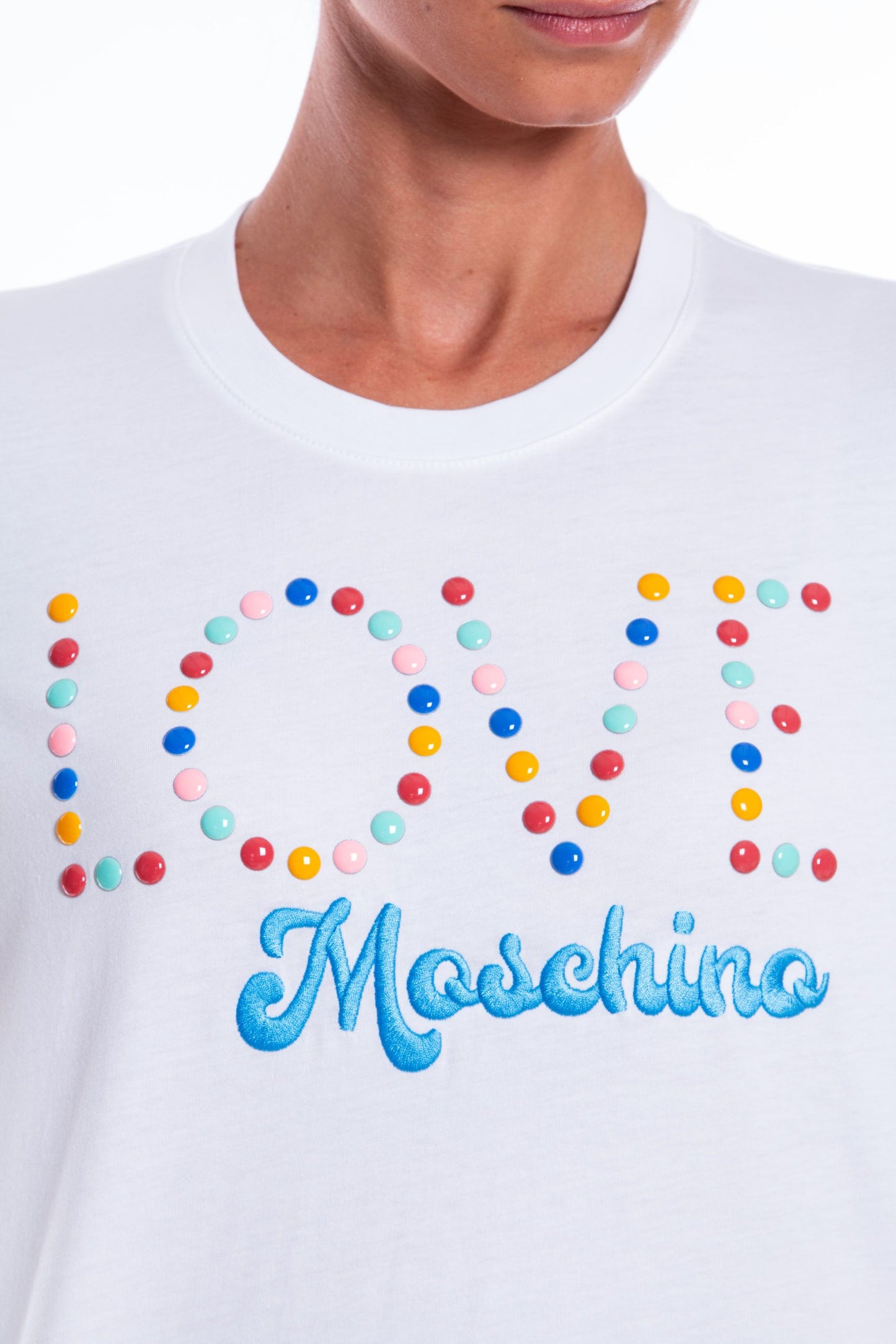 Beaded Logo Embroidered Cotton Tee