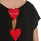 Chic Black Cotton Tee with Heart Details