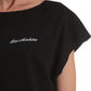 Chic Black Cotton Tee with Heart Details