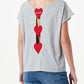 Chic Embroidered Heart Logo Cotton Tee