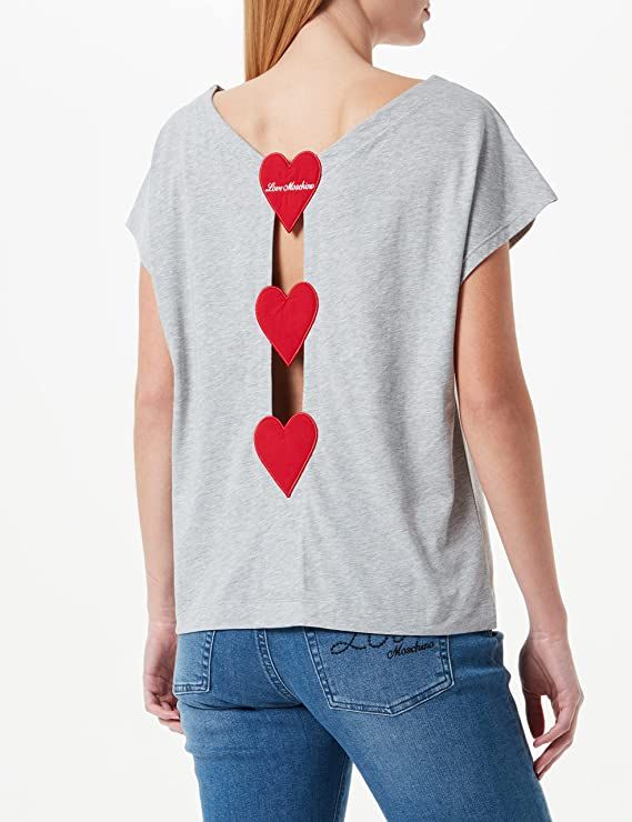 Chic Embroidered Heart Logo Cotton Tee