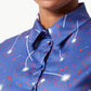 Chic Cotton Shirt Collar Dress in Abstract Print