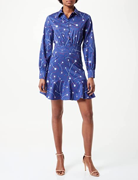 Chic Cotton Shirt Collar Dress in Abstract Print