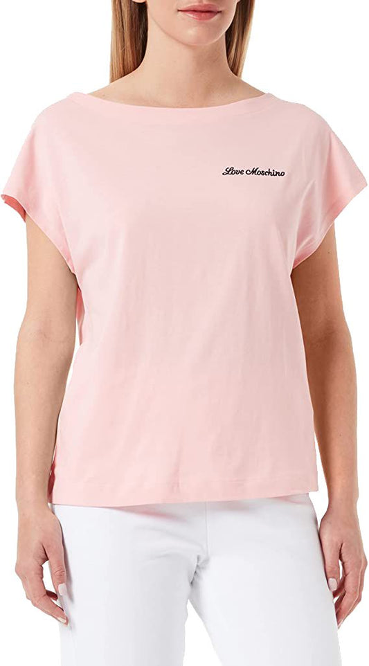 Chic Pink Logo Tee with Back Heart Details