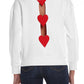 Embroidered Heart Back Slit Cotton Sweater