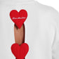 Embroidered Heart Back Slit Cotton Sweater