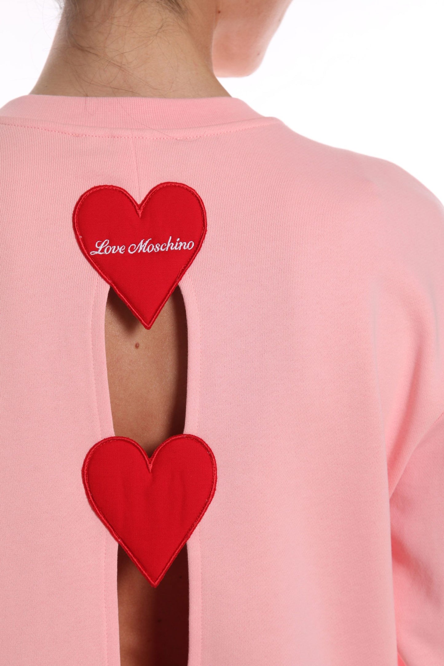 Chic Hearts Back Slit Crewneck Sweatshirt