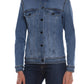 Chic Beaded Denim Jacket with Rhinestone Logo