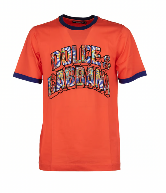 Sicilian Print Orange Cotton Tee