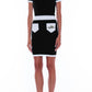 Chic Monochrome Logo Embroidered Dress