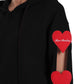 Embroidered Heart Sleeve Hooded Sweatshirt