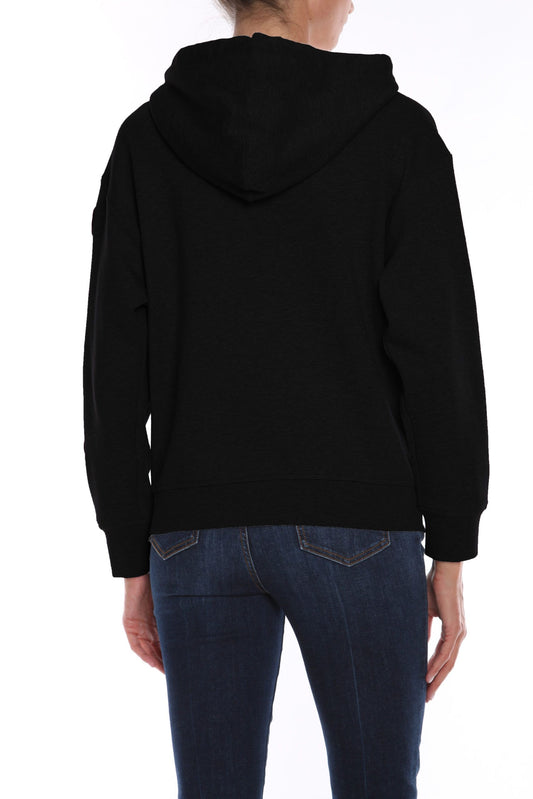 Embroidered Heart Sleeve Hooded Sweatshirt