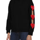 Embroidered Heart Sleeve Hooded Sweatshirt