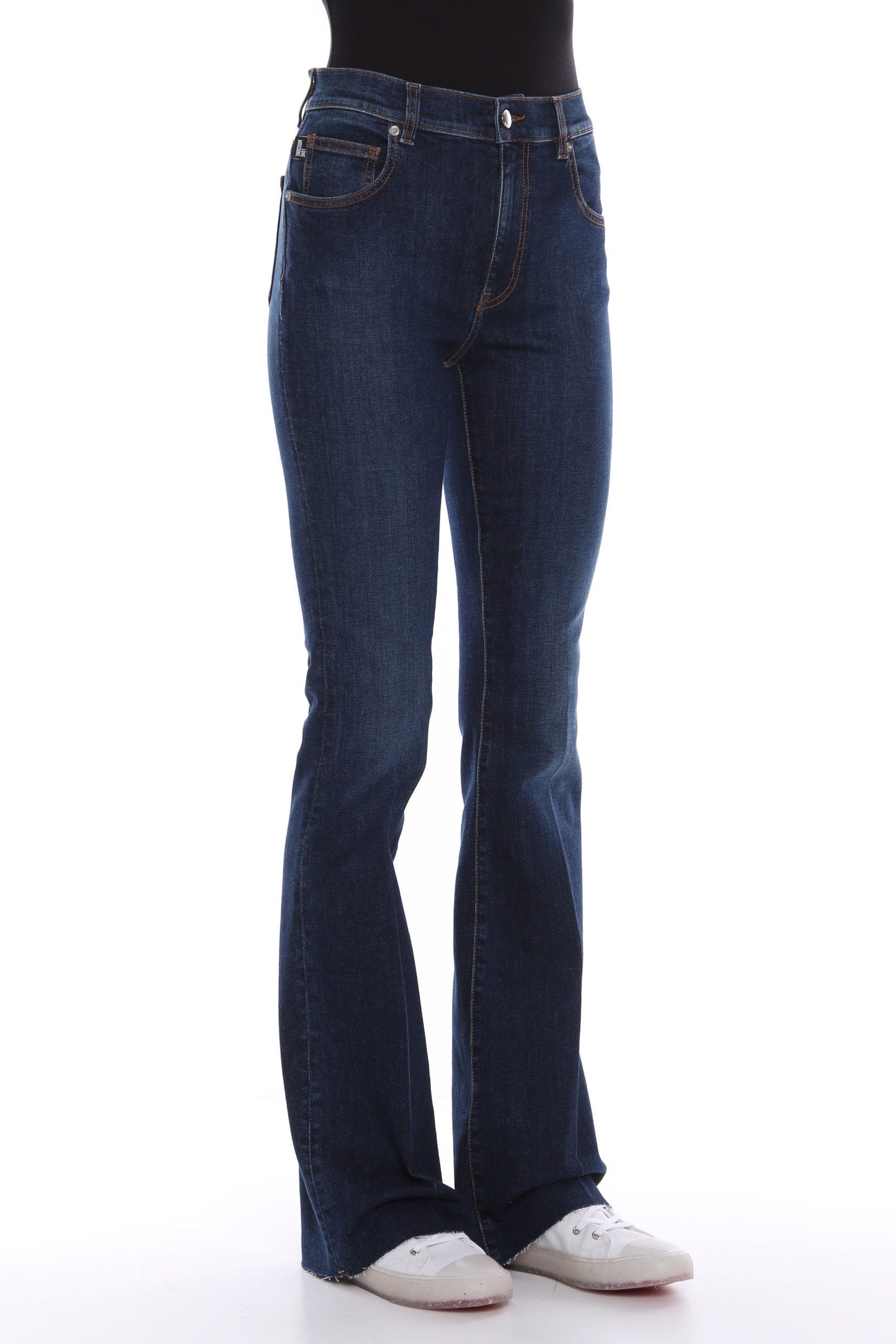 Elegant Dark Blue Bell-Bottom Jeans