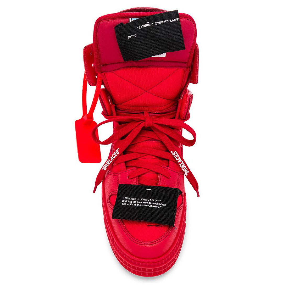 Red High-Top Calfskin Cotton Sneakers