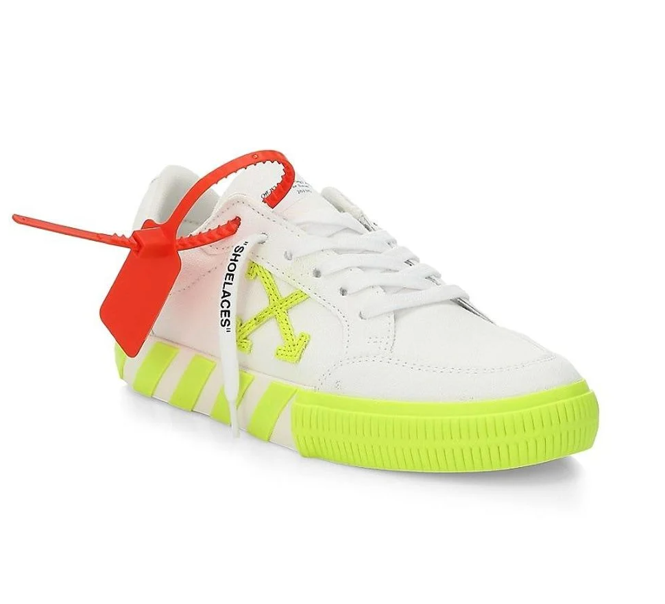 Fluo Yellow Suede Logo Canvas Sneakers