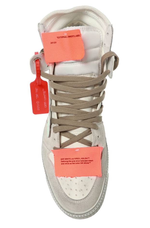 Iridescent High-Top Sneakers in White Leather