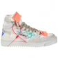 Iridescent High-Top Sneakers in White Leather