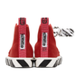 Red Suede High-Top Sneakers with Striped Sole