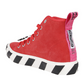 Red Suede High-Top Sneakers with Striped Sole