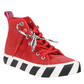 Red Suede High-Top Sneakers with Striped Sole