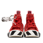 Red Suede High-Top Sneakers with Striped Sole