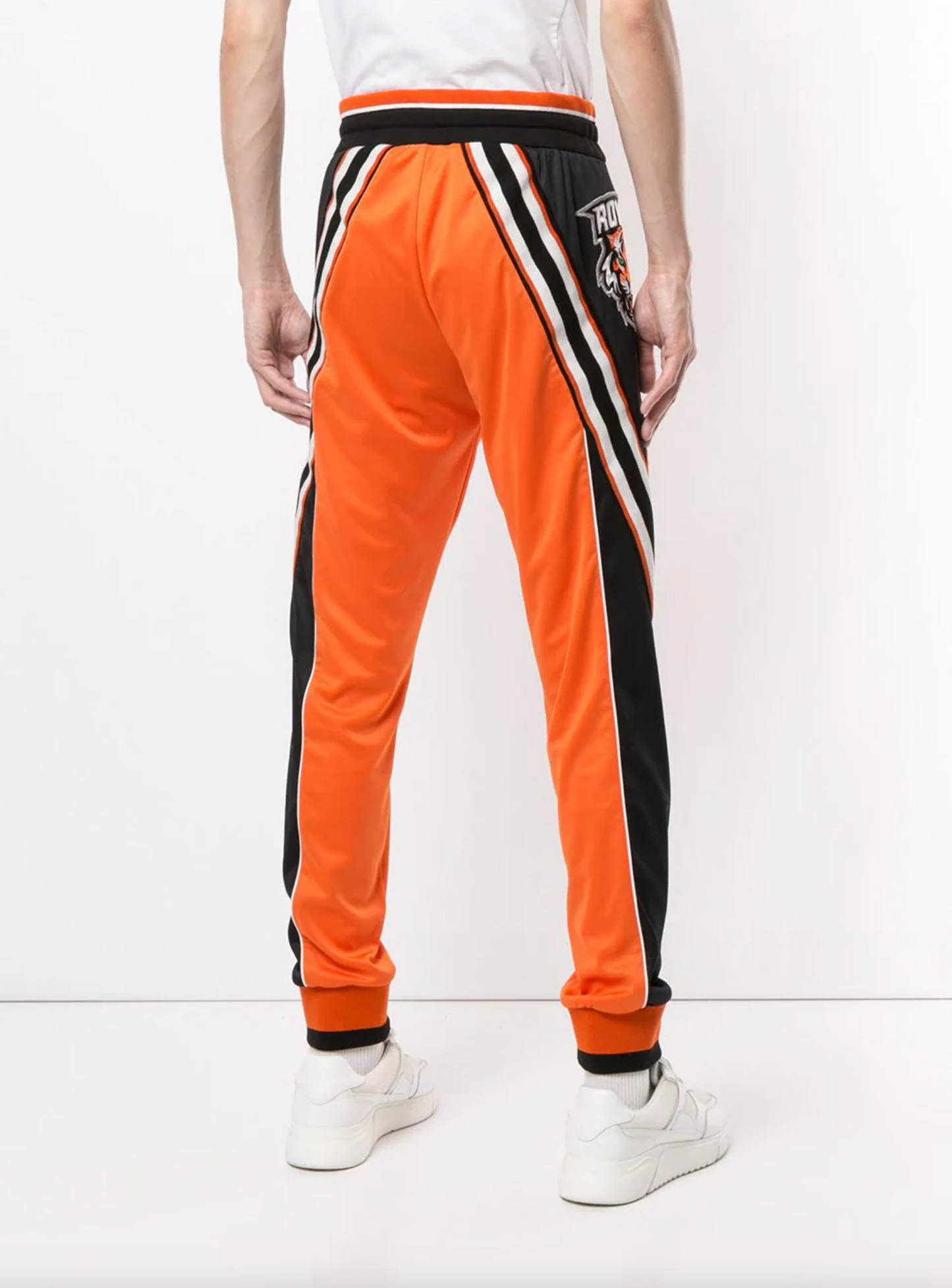 Silk-Detailed Designer Pants in Vibrant Orange