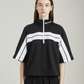 Chic Black Track Zip Polo with Neck Logo