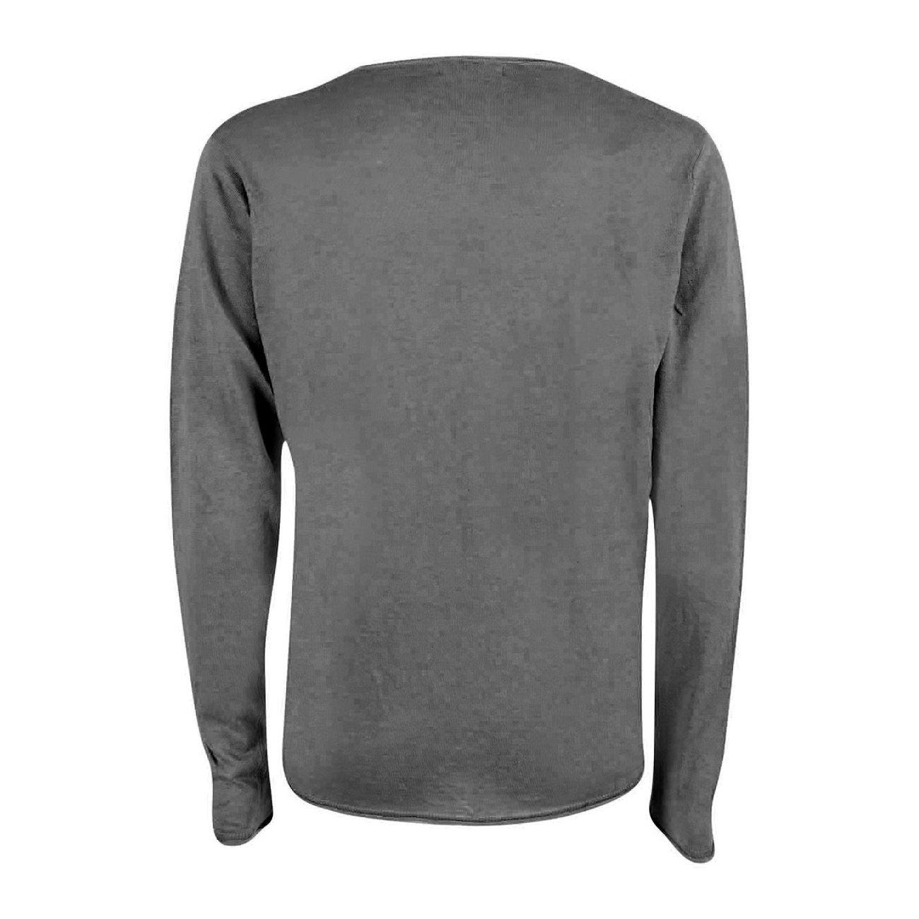 Chic Gray Cotton Crew Neck Sweater for Men