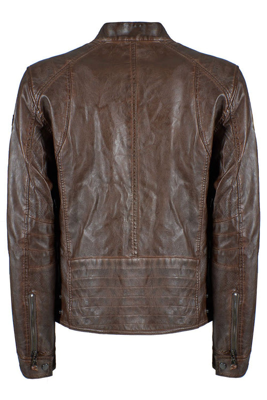 Chic Multipocket Brown Faux Leather Jacket