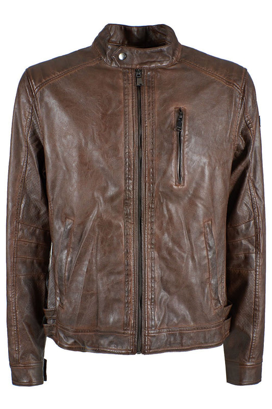 Chic Multipocket Brown Faux Leather Jacket