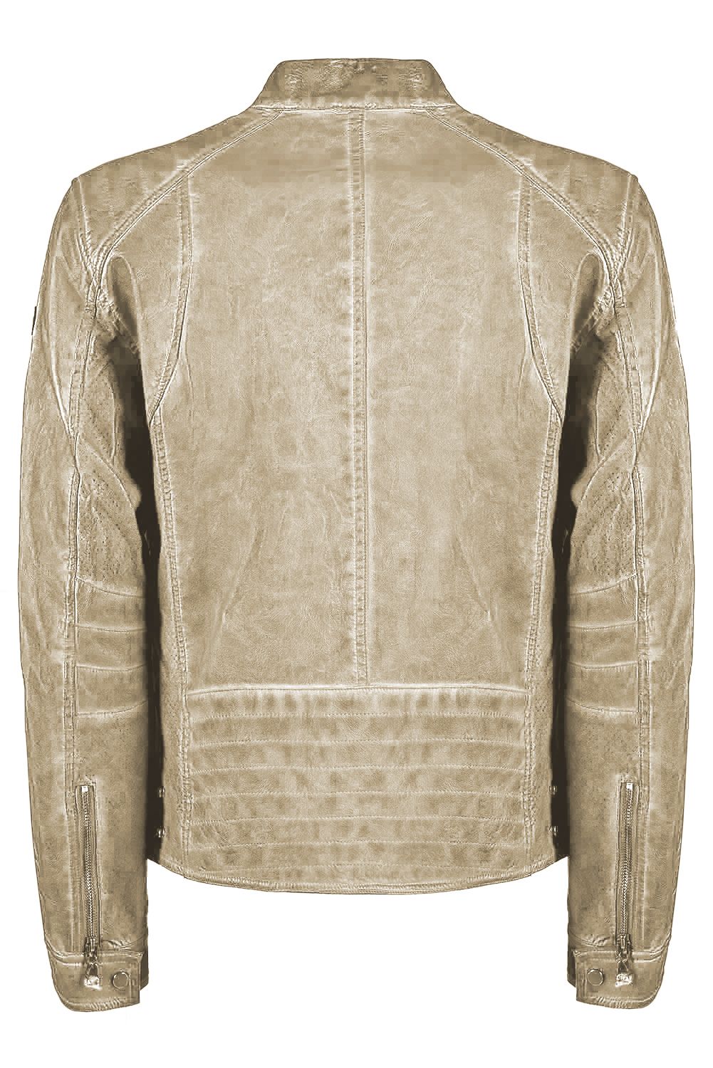 Chic Beige Multipocket Eco-Leather Jacket