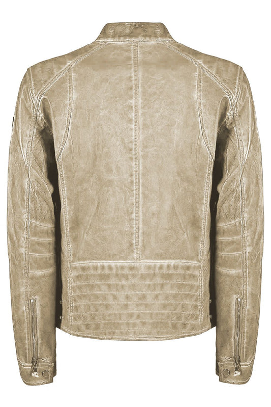 Chic Beige Multipocket Eco-Leather Jacket